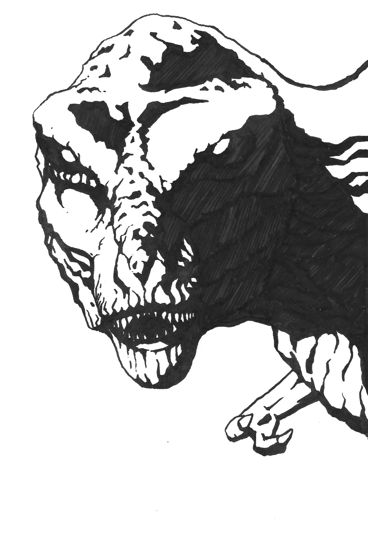 Scary T-rex — black ink
